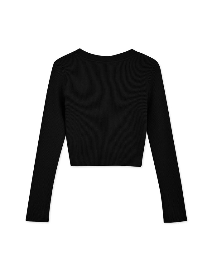 V Neck Irregular Knit Crop Top