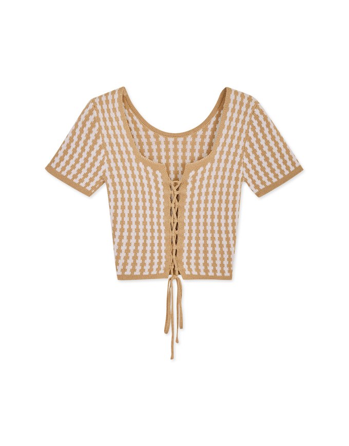 2Way Square Neck Tie Cropped Knit Top