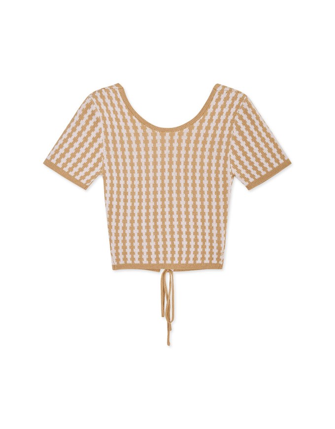 2Way Square Neck Tie Cropped Knit Top