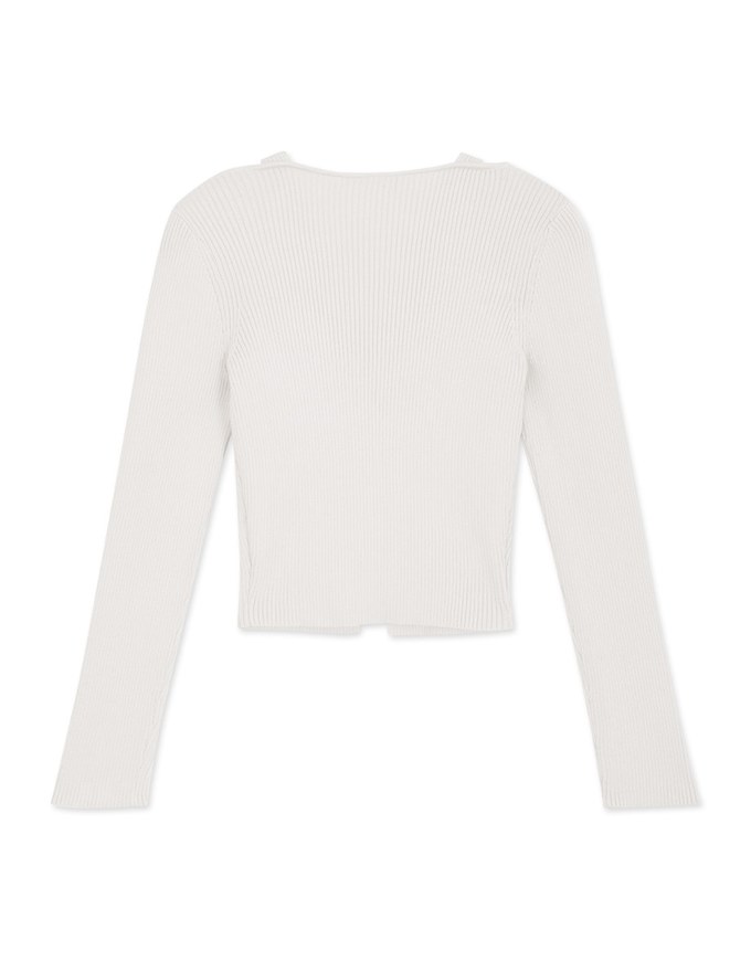Fake Two-Piece Single-Button Knit Top
