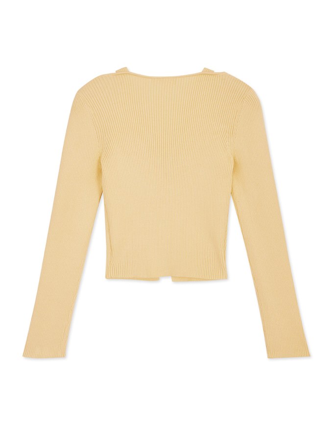 Fake Two-Piece Single-Button Knit Top
