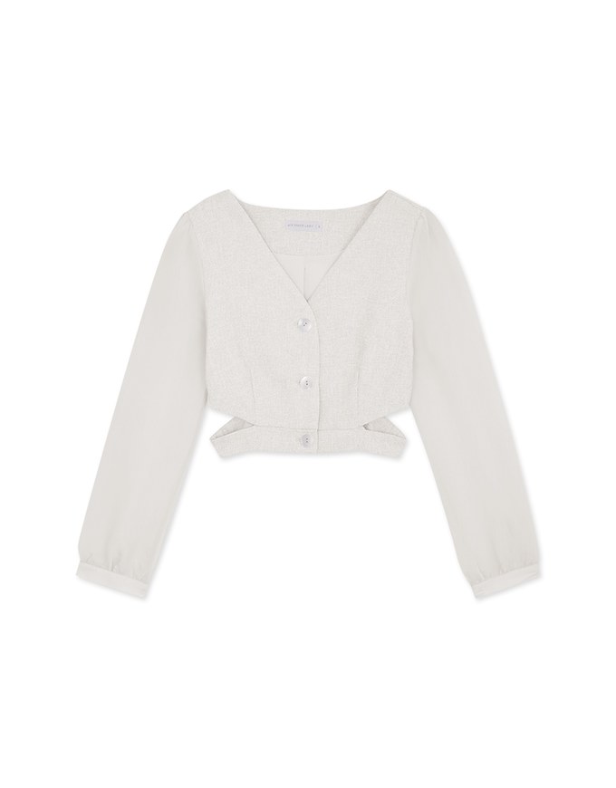 Sheer Puff Sleeve Cut Out Crop Top