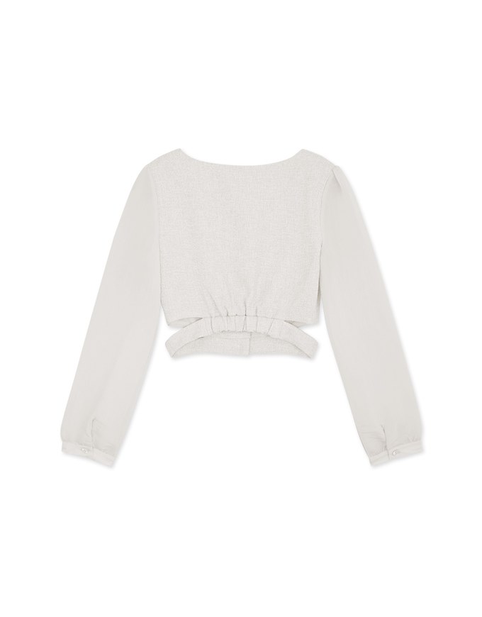 Sheer Puff Sleeve Cut Out Crop Top