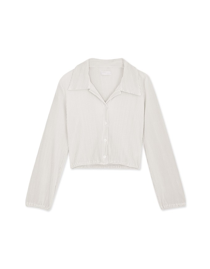 Lapel Buttoned Pleated Crop Top