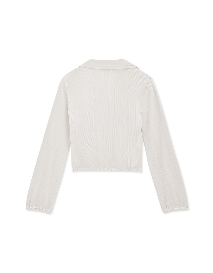 Lapel Buttoned Pleated Crop Top