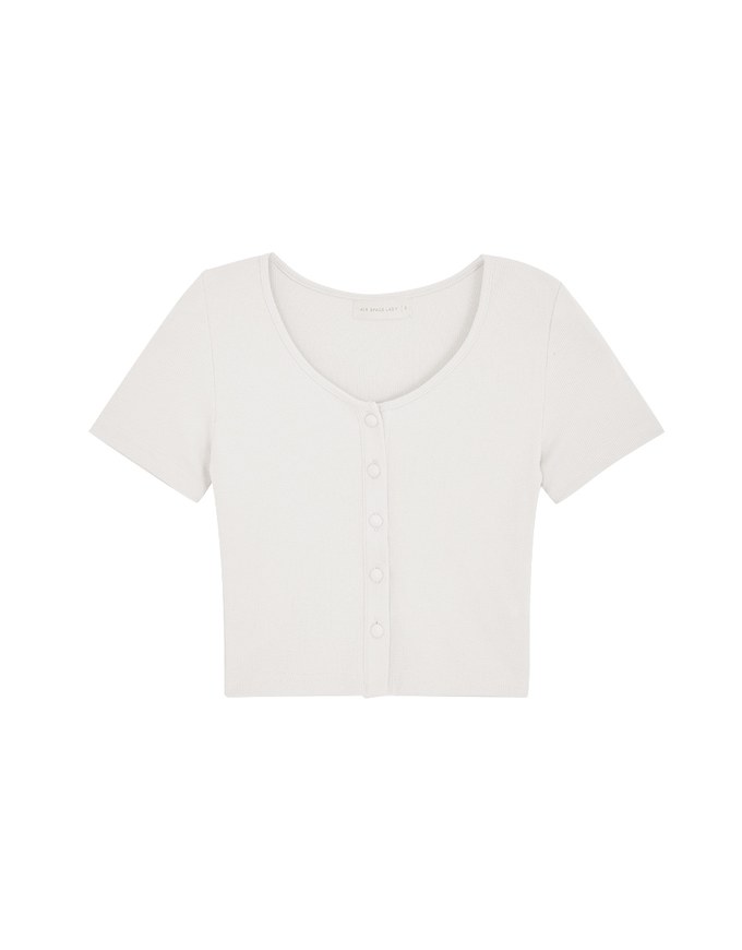 Round Button Knit Crop Top