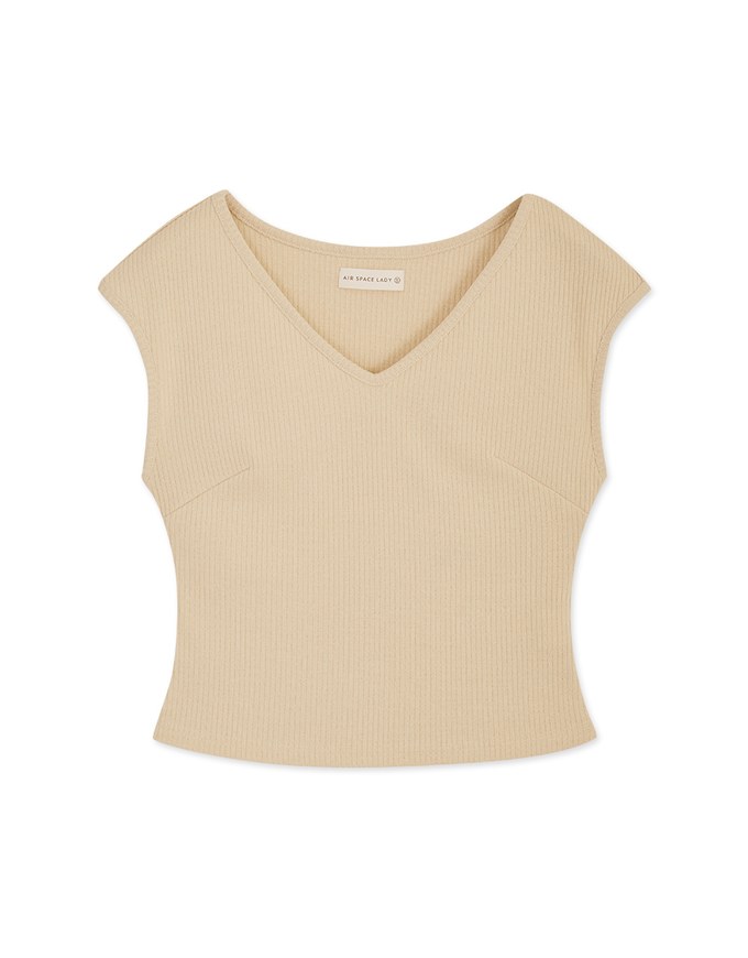 V Neck Fitted Knit Crop Top