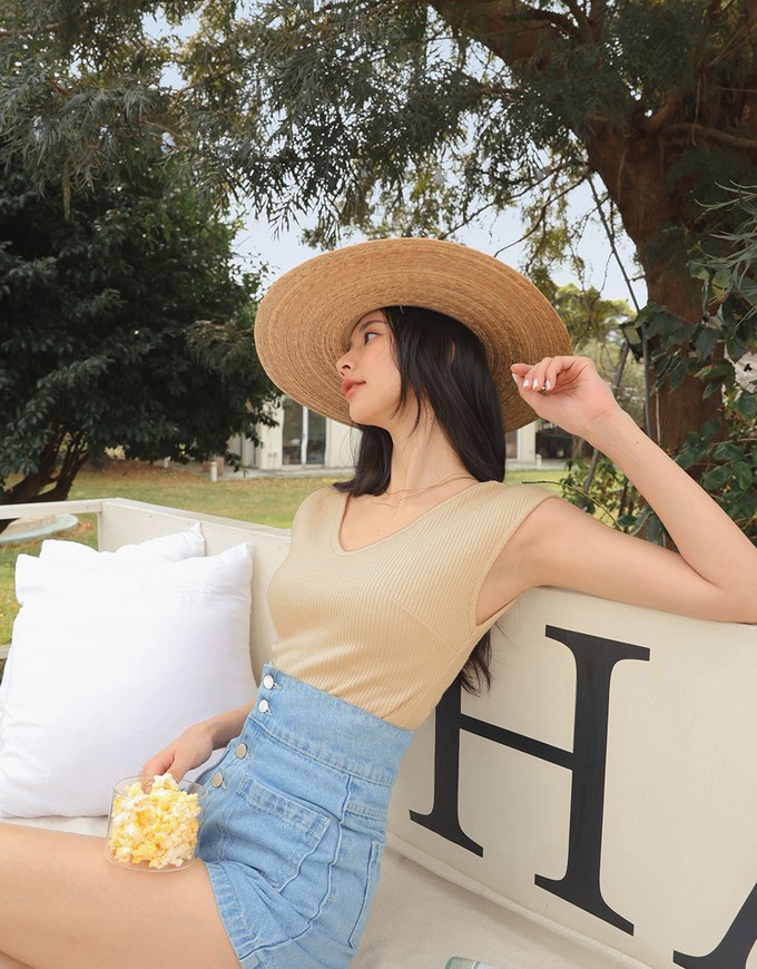 V Neck Fitted Knit Crop Top