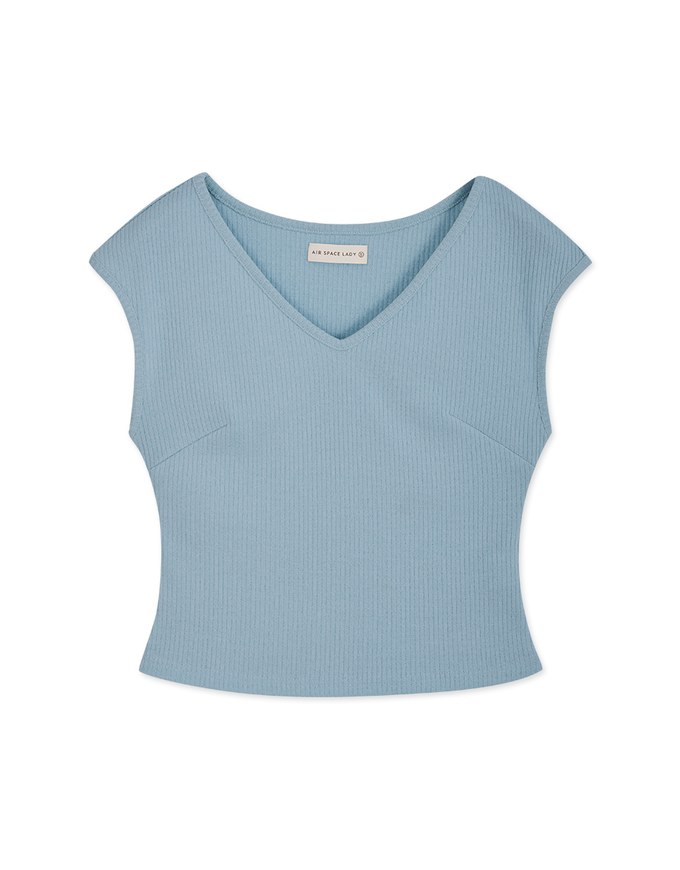 V Neck Fitted Knit Crop Top