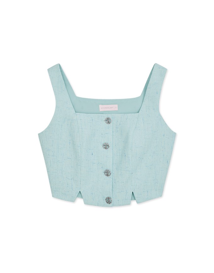 Tweed Bead Buttons Tank Top