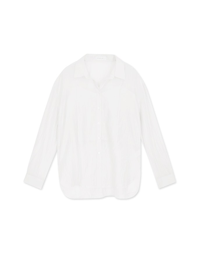Fake Two Piece Tencel Sheer Blouse Shirt