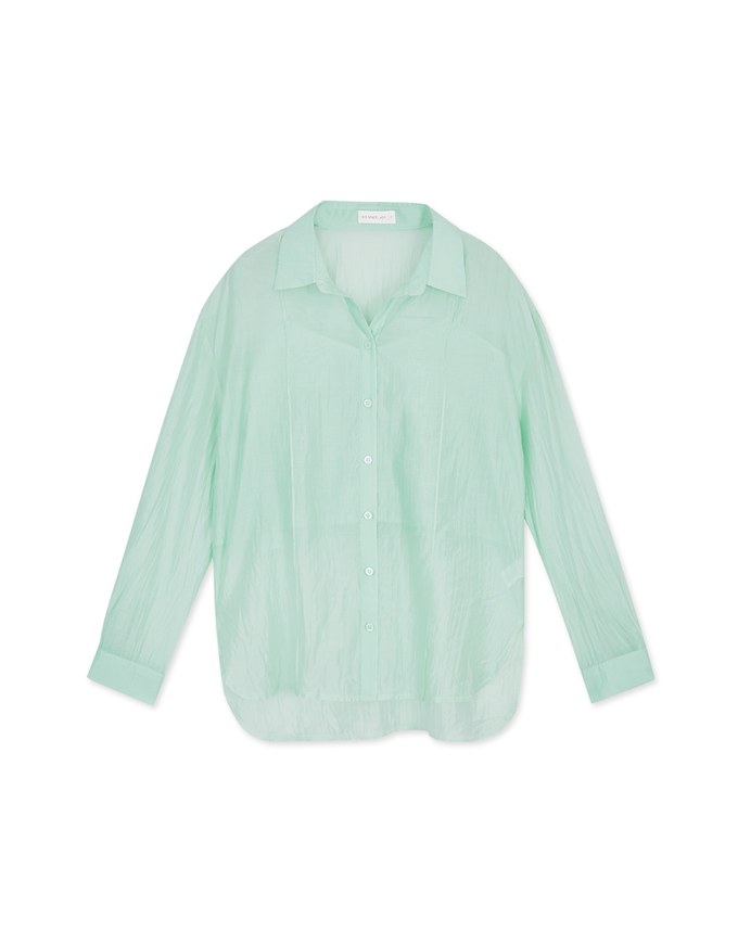 Fake Two Piece Tencel Sheer Blouse Shirt
