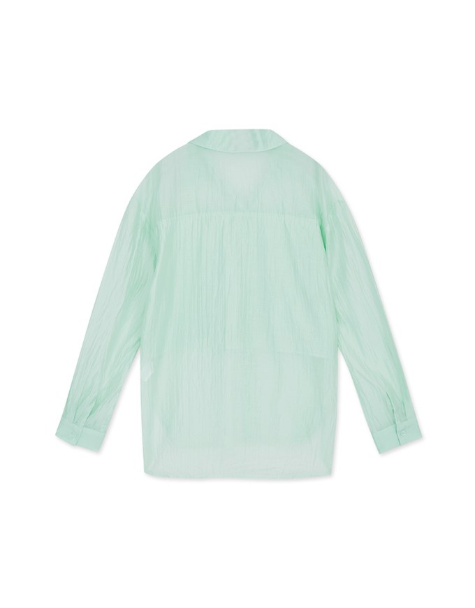 Fake Two Piece Tencel Sheer Blouse Shirt