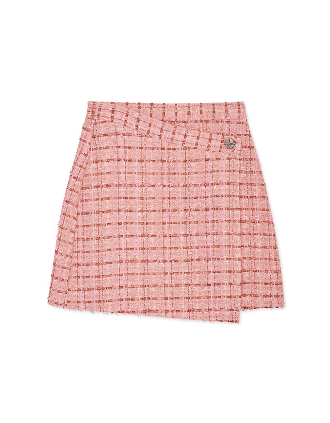 Chic Textured Side Button Elastic Skirt
