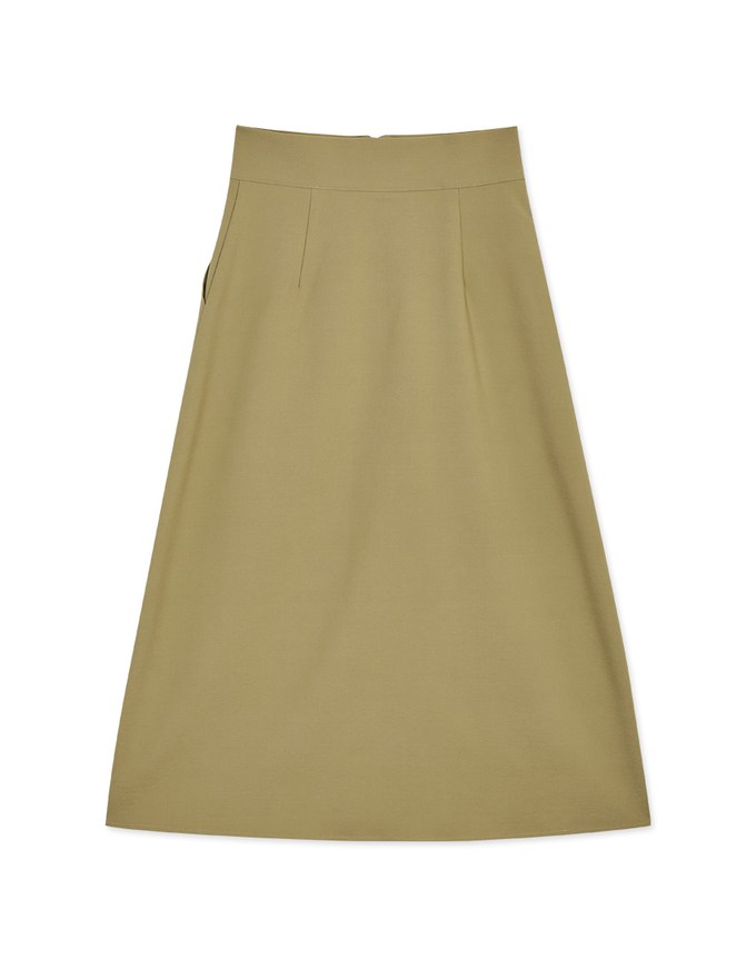 Front Zipper Slit Maxi Skirt