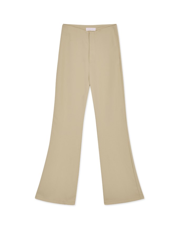 Plain High Waisted Slim Flare Pants