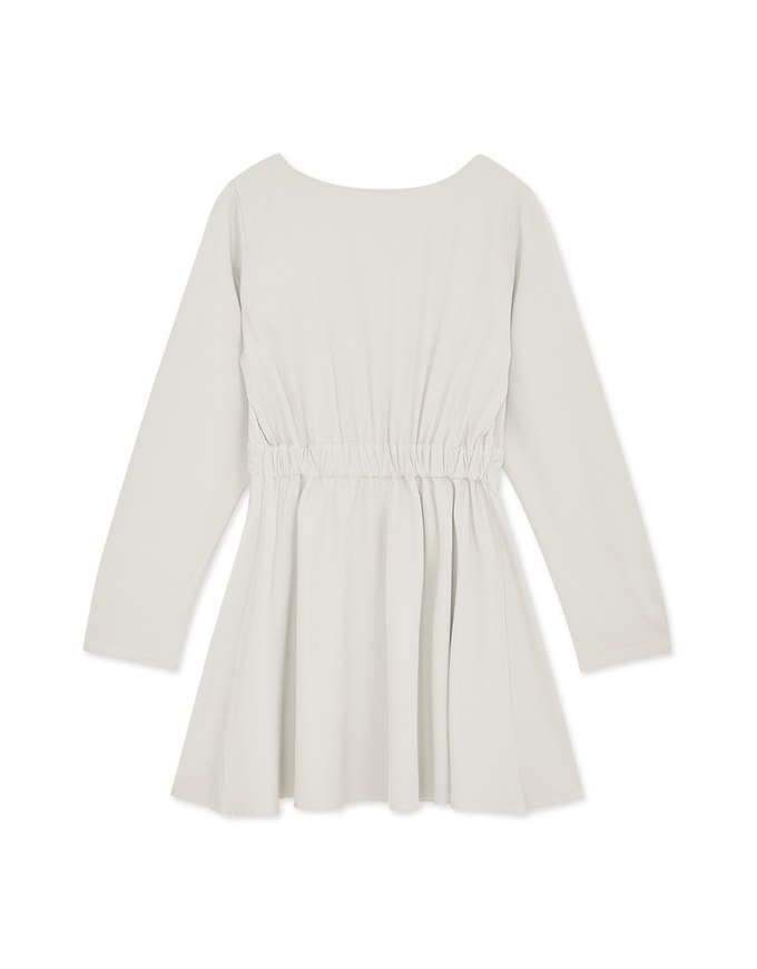 Overlap V Neck Side Button Loose Mini Dress