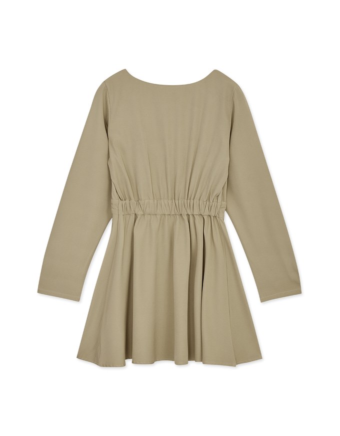 Overlap V Neck Side Button Loose Mini Dress