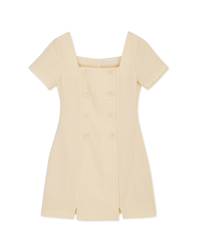 Square Neck Button Up Mini Dress
