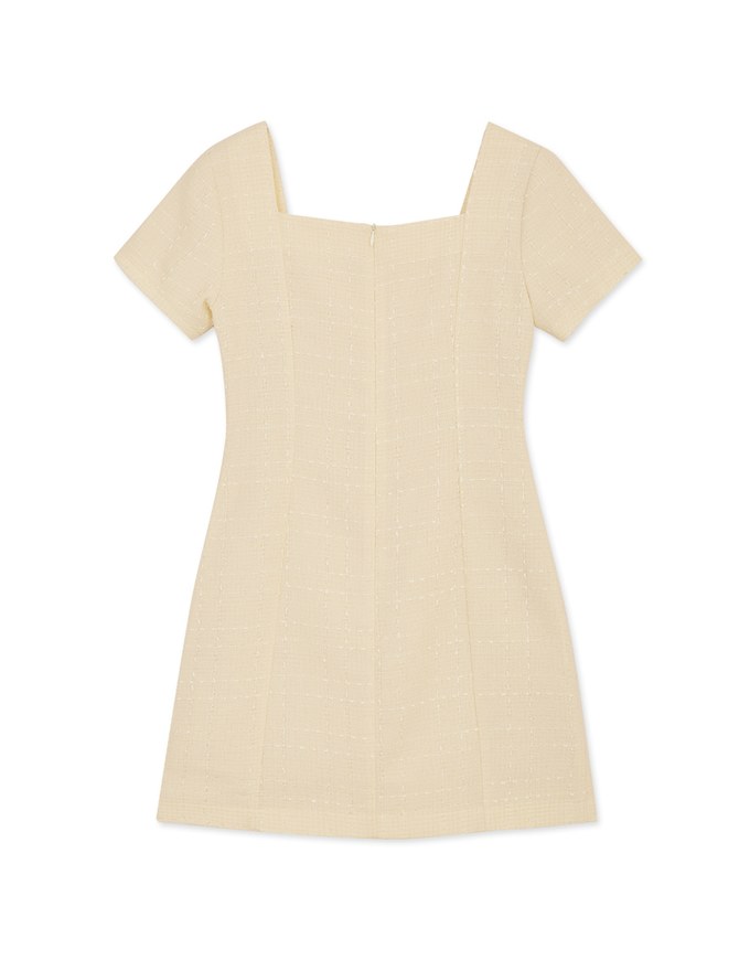 Square Neck Button Up Mini Dress