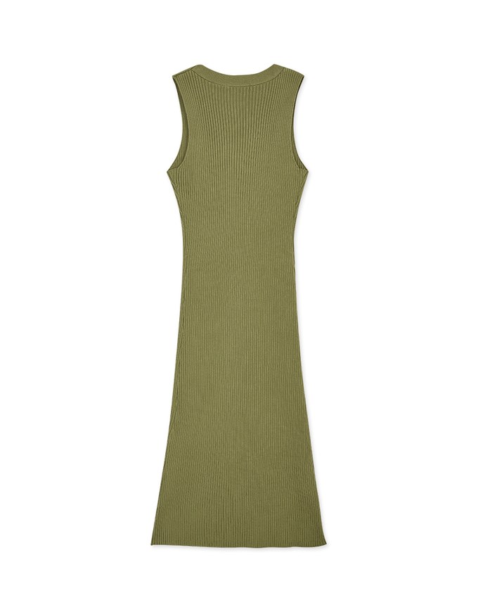 Button Knit Vest Maxi Dress