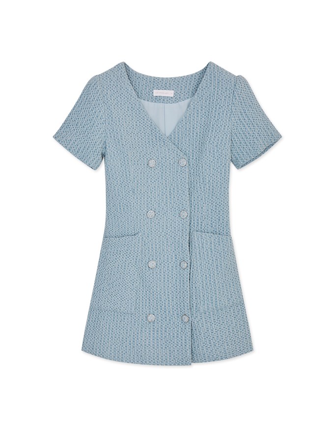 Waffle V Neck Double Mini Dress