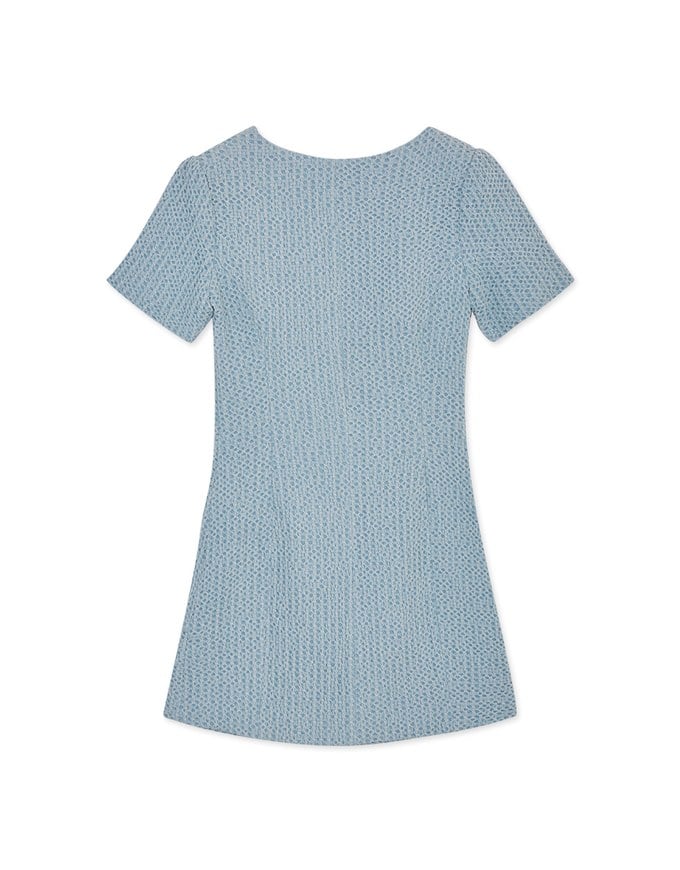 Waffle V Neck Double Mini Dress