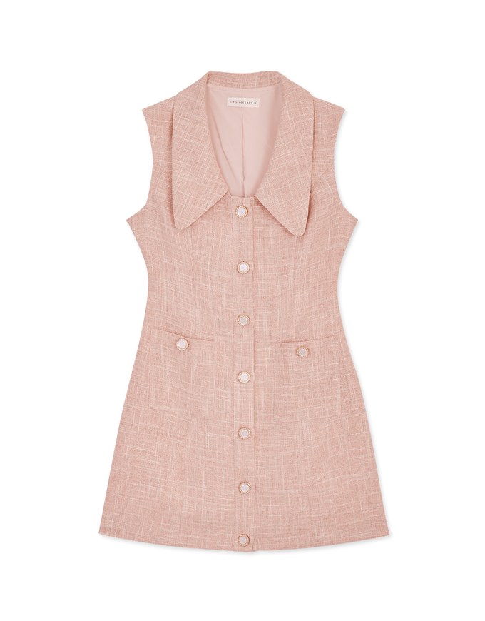 Wide Collar Beaded Mini Dress