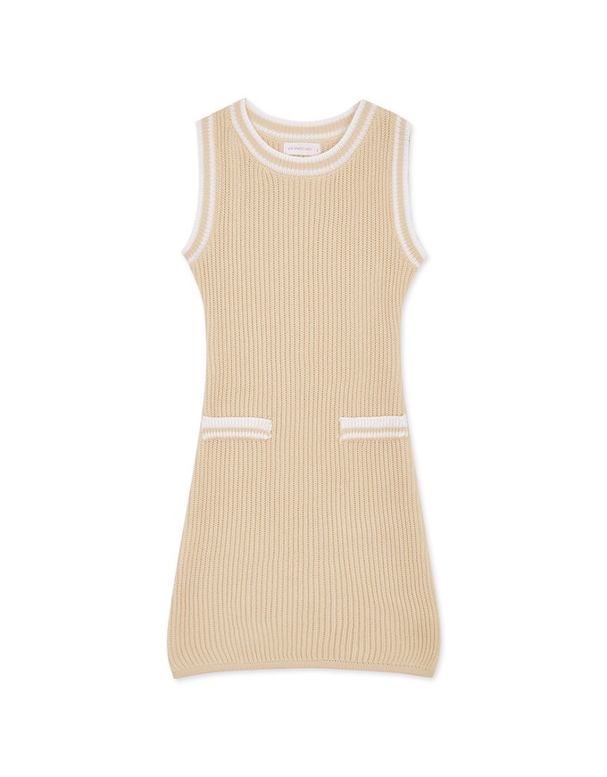 Double Color Edge Knit Mini Dress