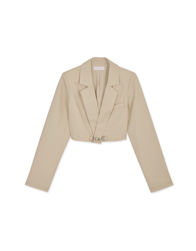 Lapel Silver Accessories Blazer With Shoulder Pads