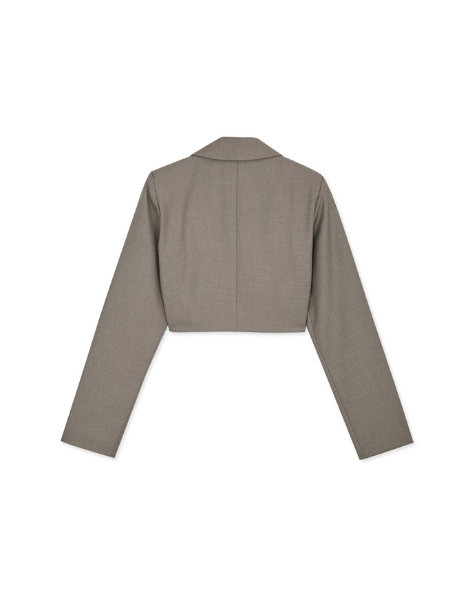 Lapel Silver Accessories Blazer With Shoulder Pads