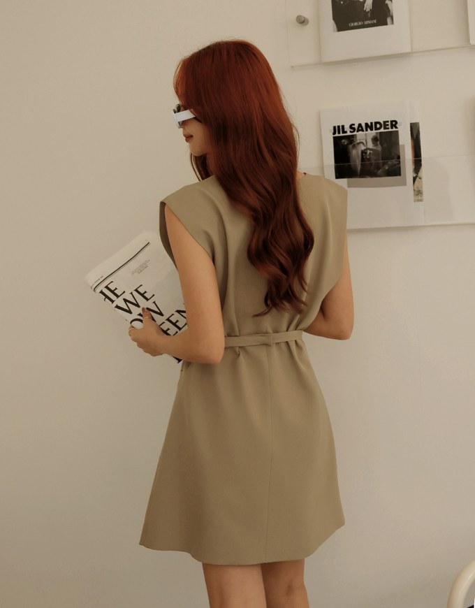 Double Suit Vest Mini Dress (With Belt)