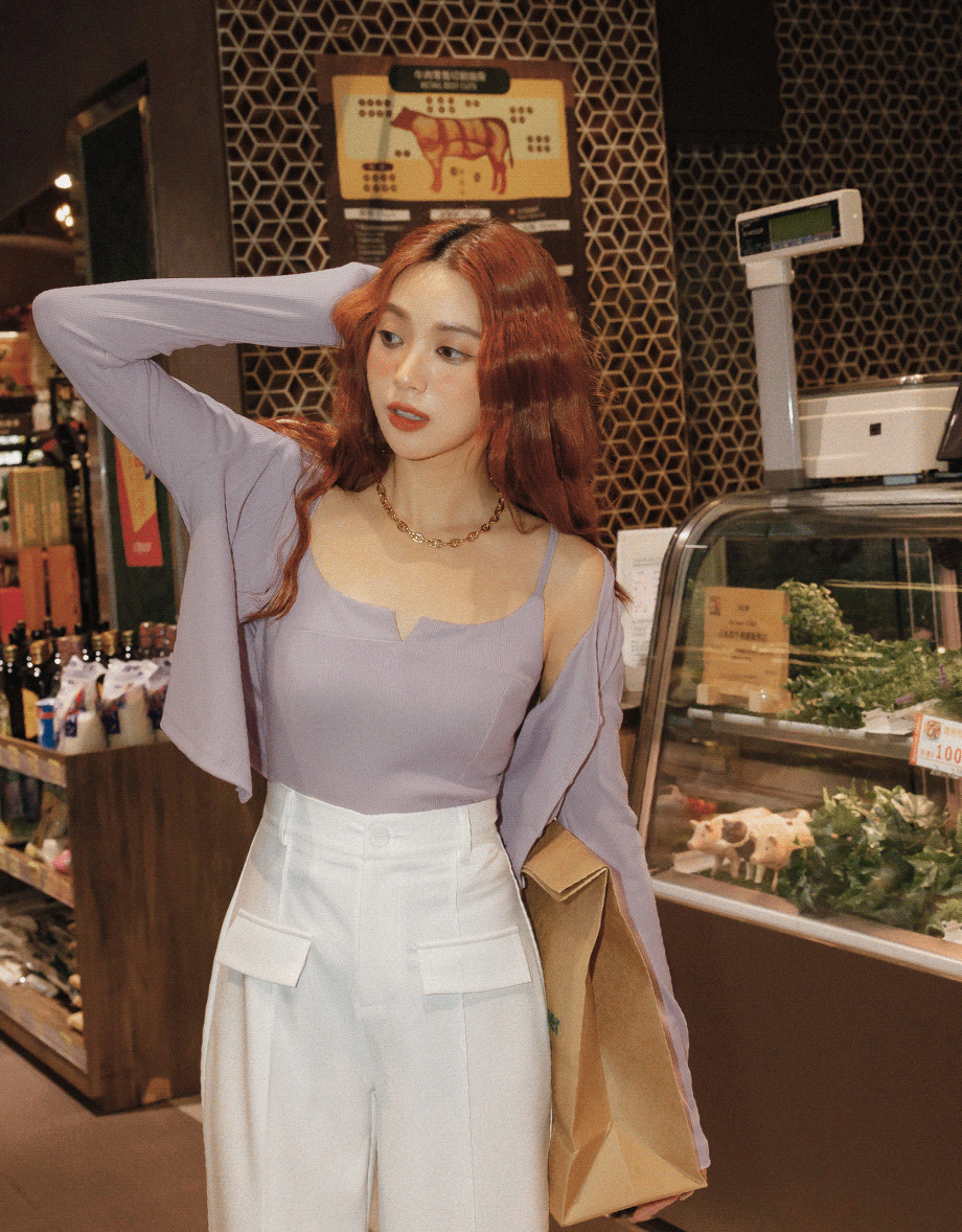 Two Piece V Neck Crop Knit Top