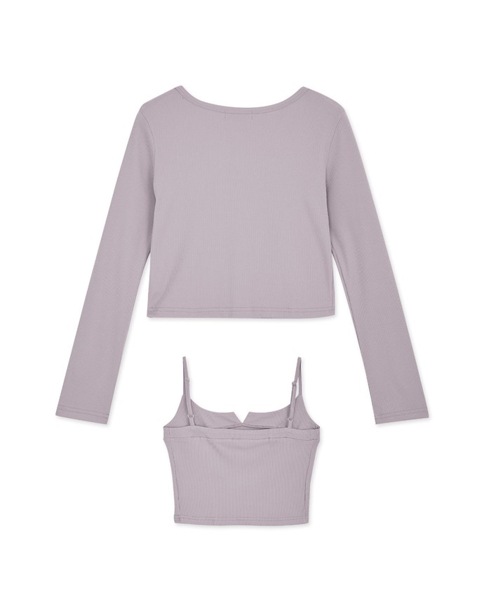 Two Piece V Neck Crop Knit Top
