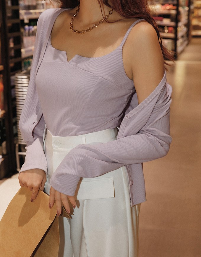 Two Piece V Neck Crop Knit Top