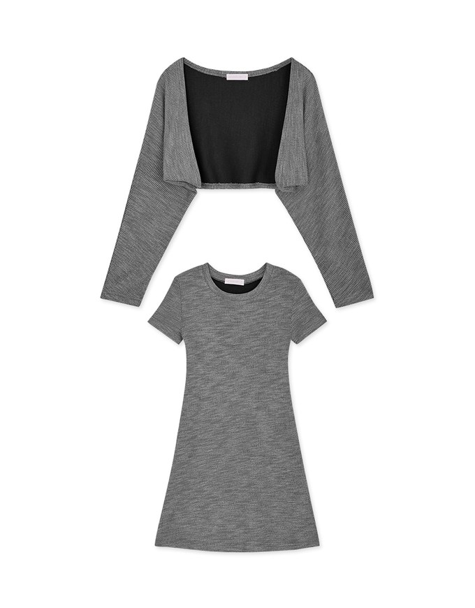 2way Fitted Knit Mini Dress Set