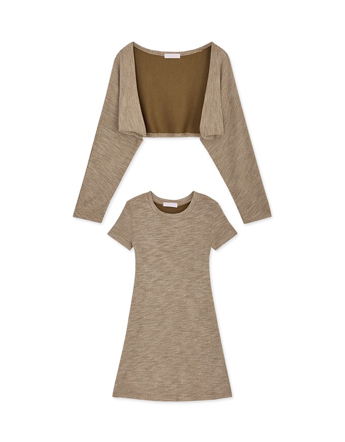 2way Fitted Knit Mini Dress Set