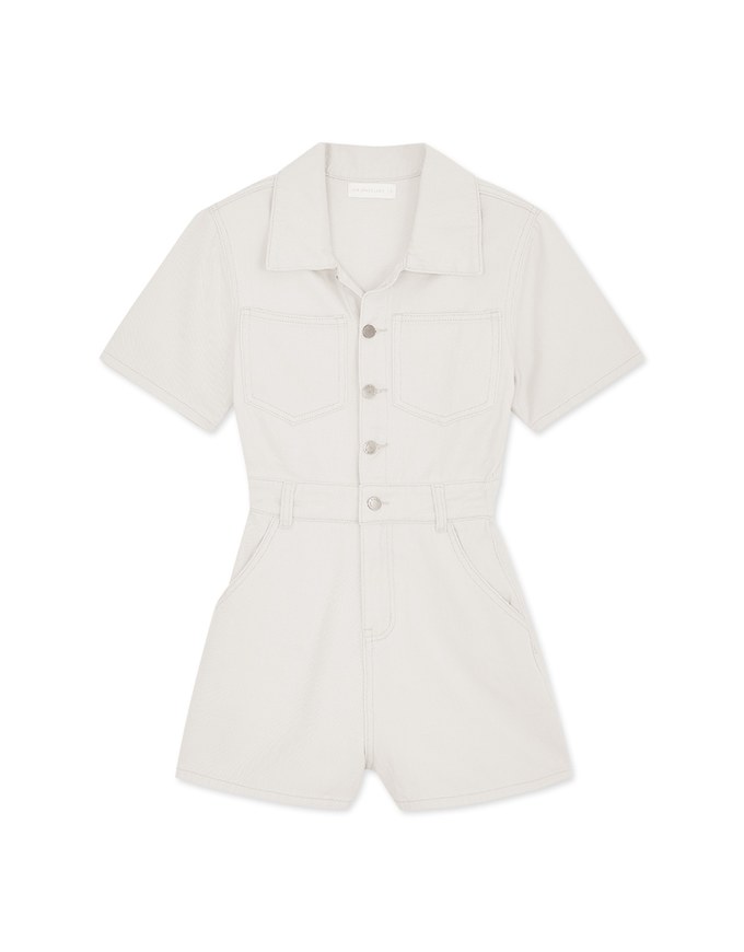 Edgy Smart Button Up Denim Jeans Playsuit