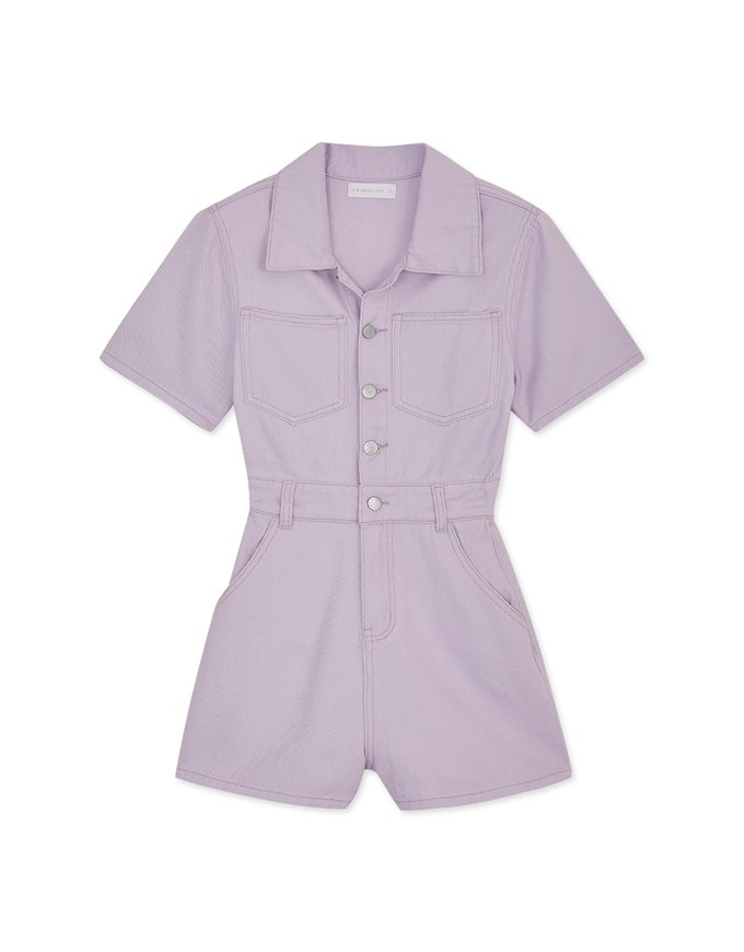 Edgy Smart Button Up Denim Jeans Playsuit