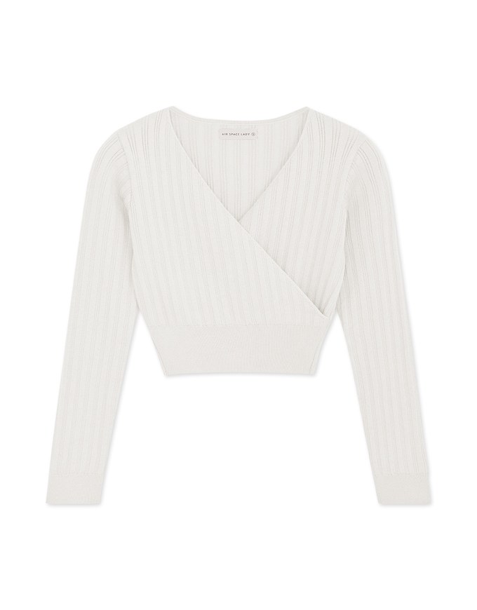 Crossover V Neck Crop Knit Top