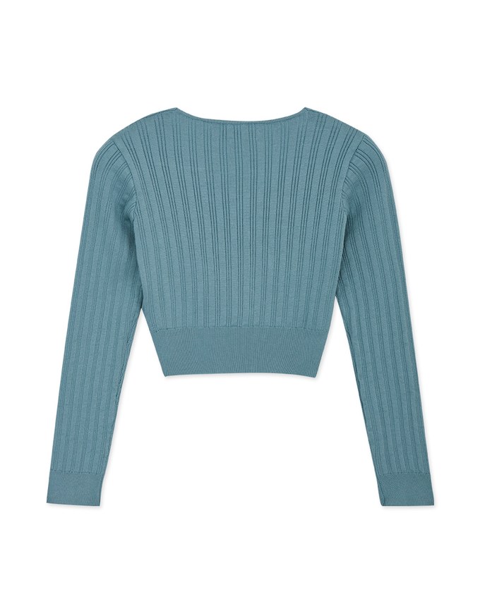 Crossover V Neck Crop Knit Top