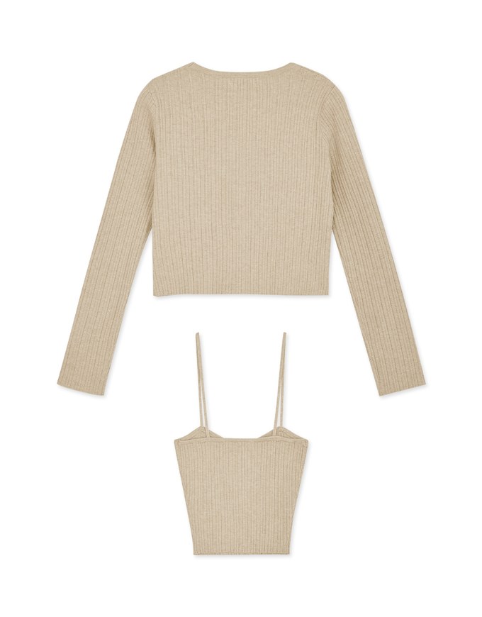 V-Neck Two-Piece Knit Crop Top