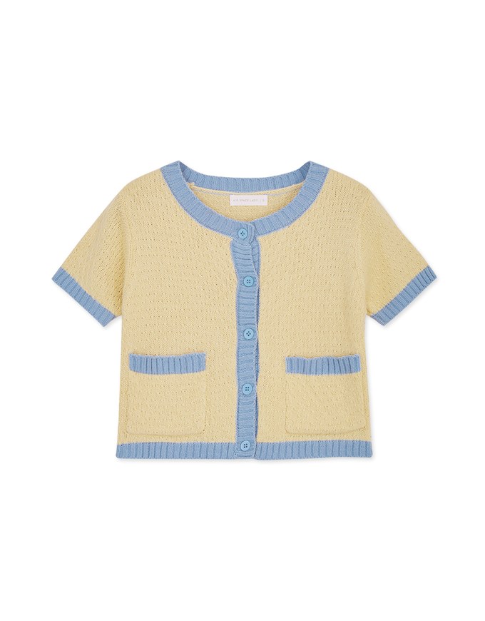 Contrast Color Button Pocket Knit Top