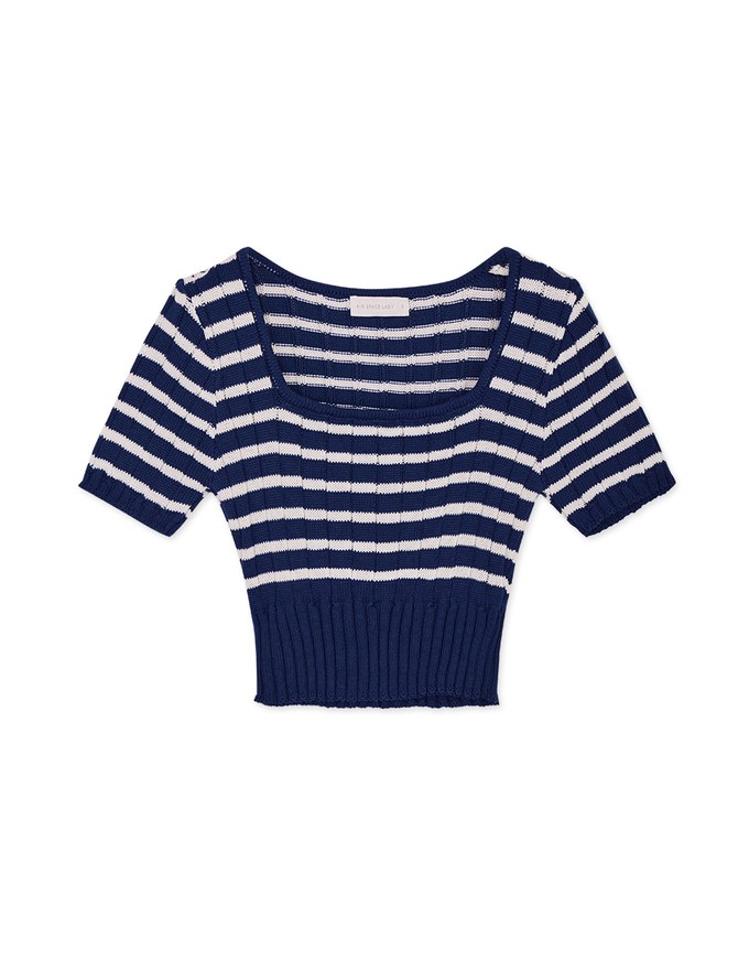 Striped Cinched Waist Knit Top