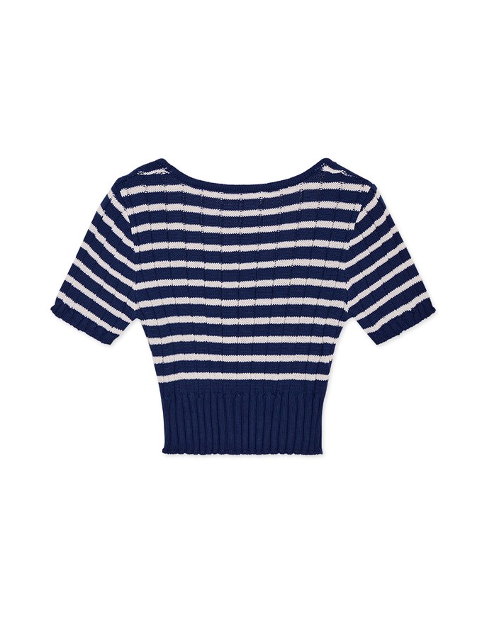 Striped Cinched Waist Knit Top