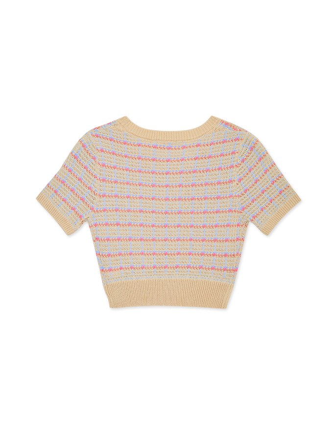 Mélange Checkered Knit Crop Top