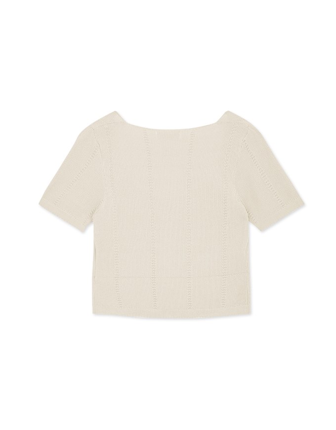 Buttoned Textured Slit Crop Top