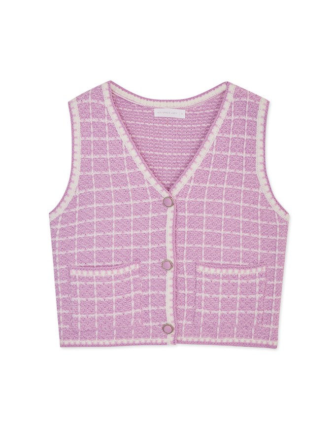 Tweed Bead Button Knit Vest