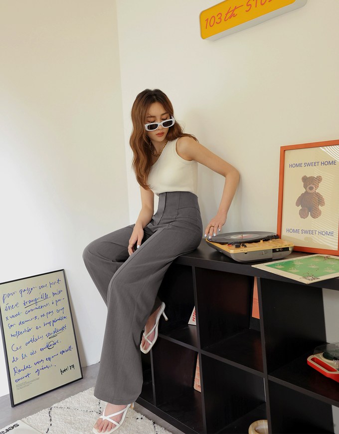 One Shoulder Knit Top (With Padding)