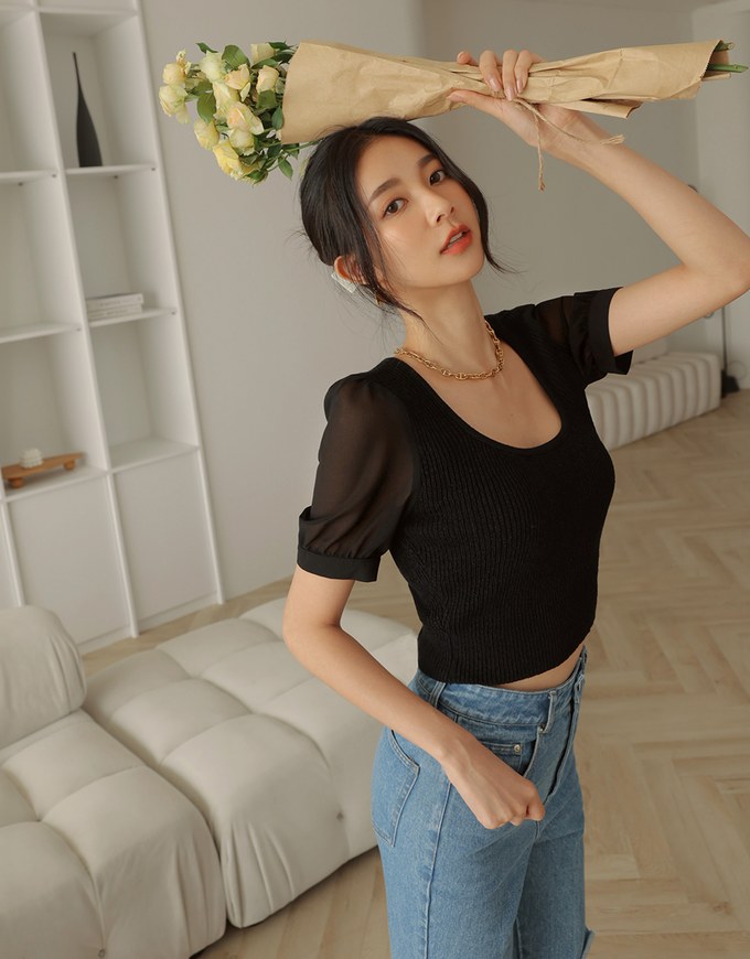 Splice Knit Crop Top